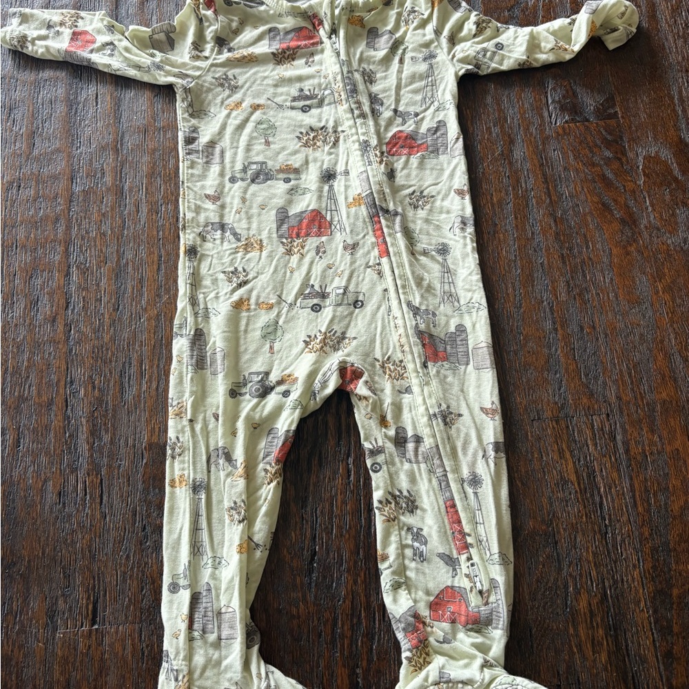 Angel Dear Farmyard Print baby footie